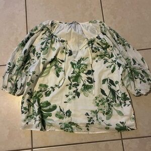 Abercrombie & Fitch Blouse with Green Floral Print